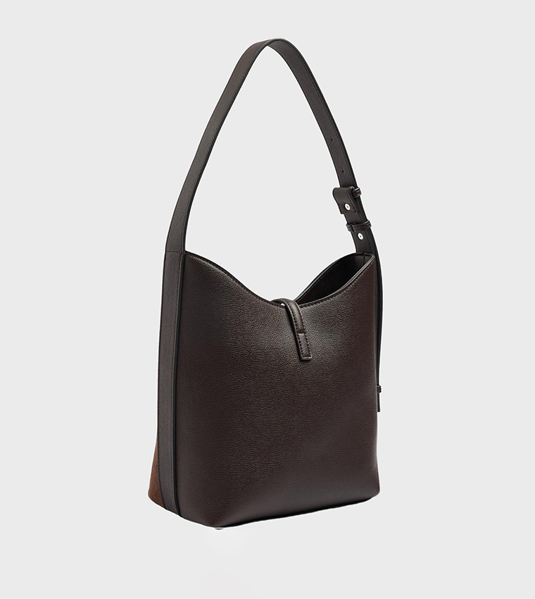 Textured Twist Lock Shoulder Bag