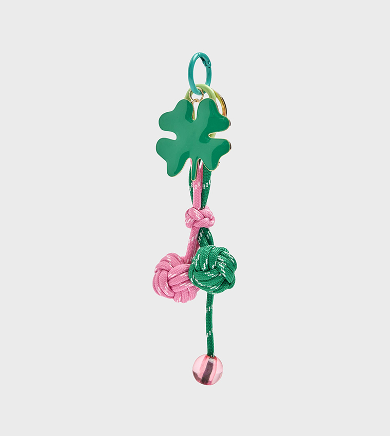 Clover Charm Knotted Cord Keychain