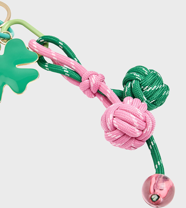 Clover Charm Knotted Cord Keychain