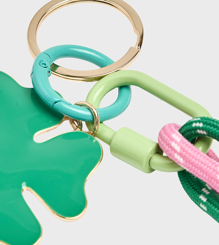 Clover Charm Knotted Cord Keychain