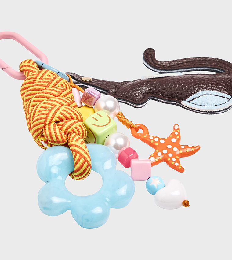 Beaded Cat Charm Keychain