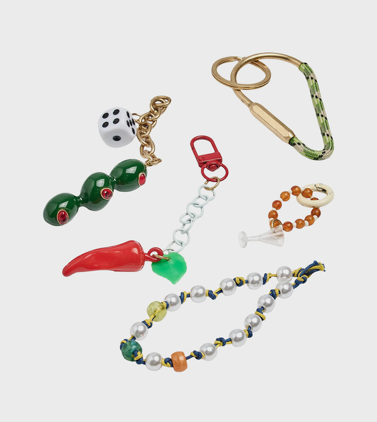 Beaded Charm Carabiner Keychain