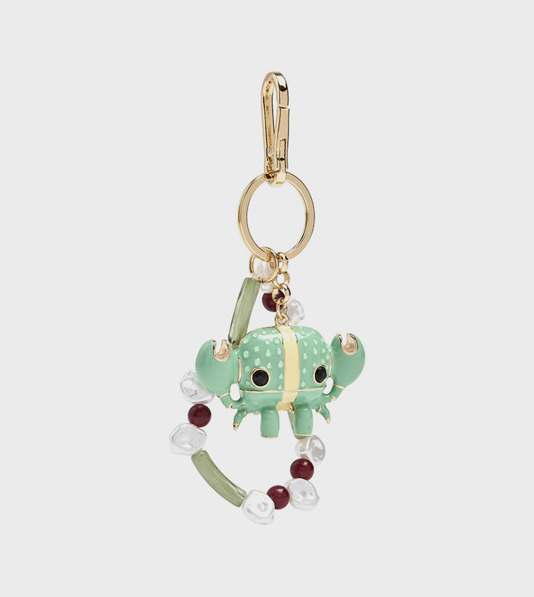 Beaded Crab Charm Keychain