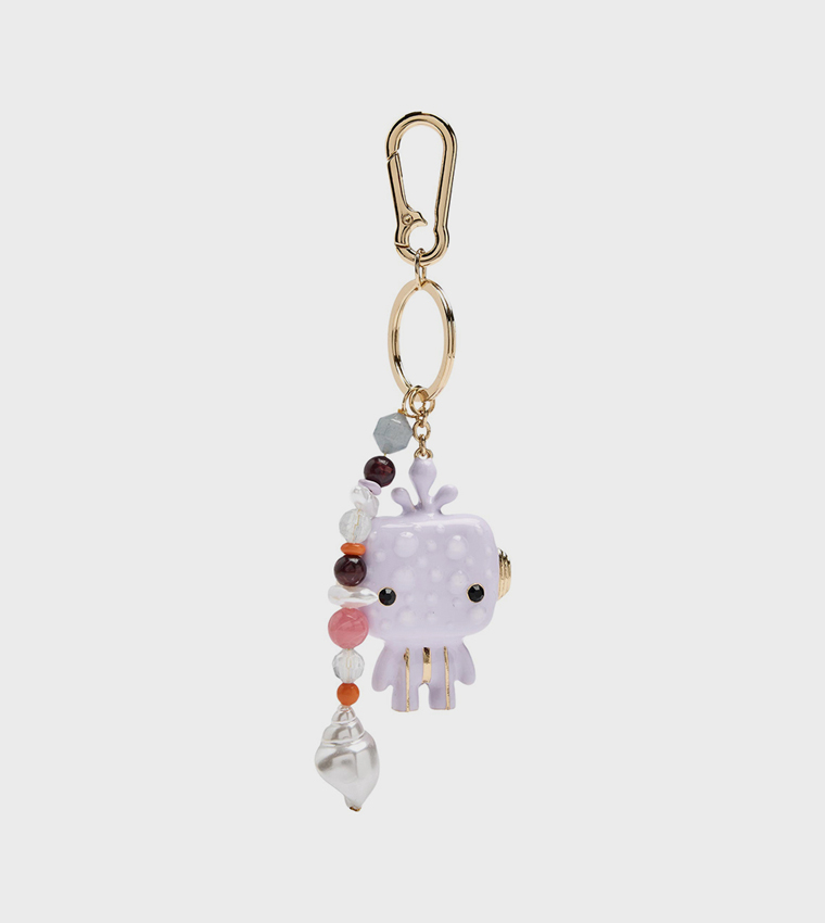 Beaded Aquarius Charm Keychain