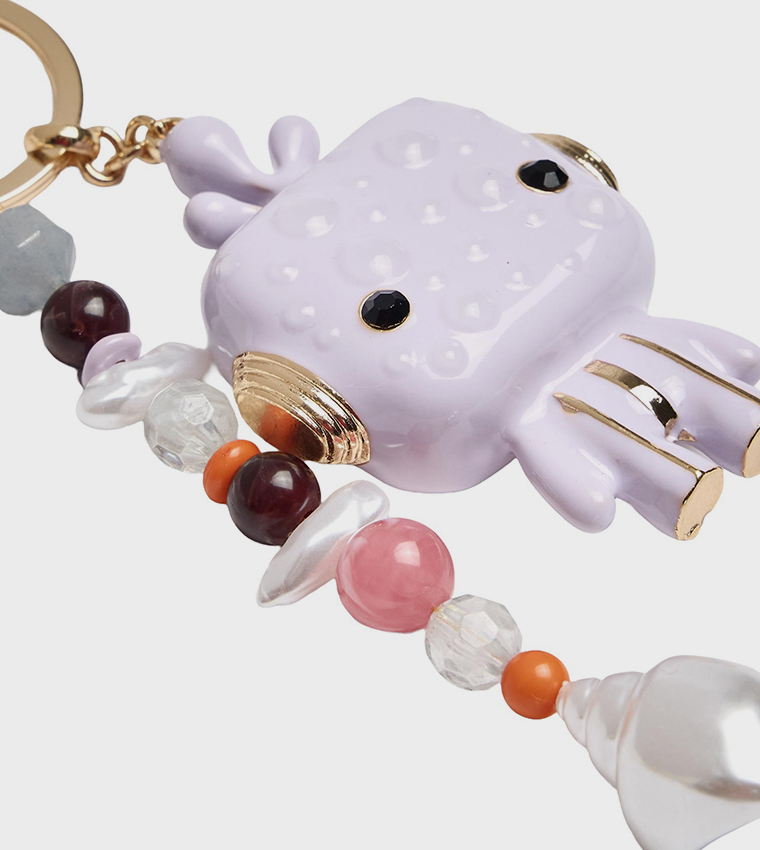 Beaded Aquarius Charm Keychain