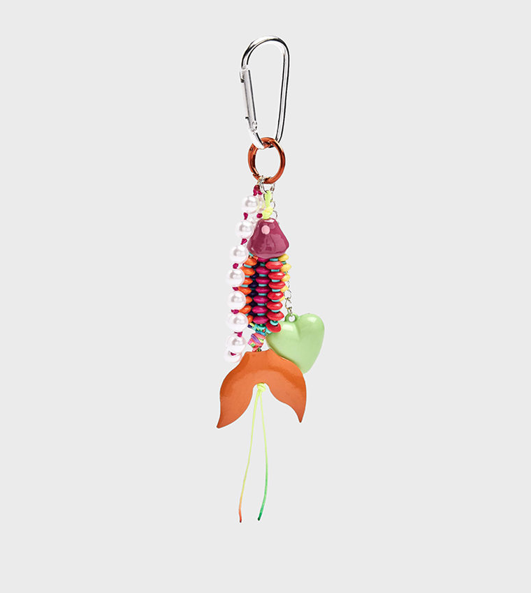 Beaded Charm Carabiner Keychain