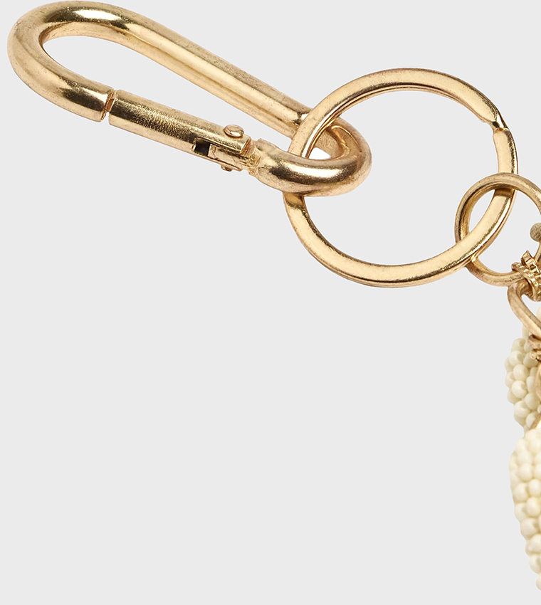 Beaded Chick Charm Keychain