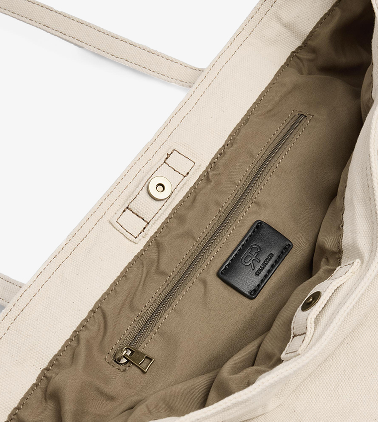 Solid Canvas Snap Button Tote Bag