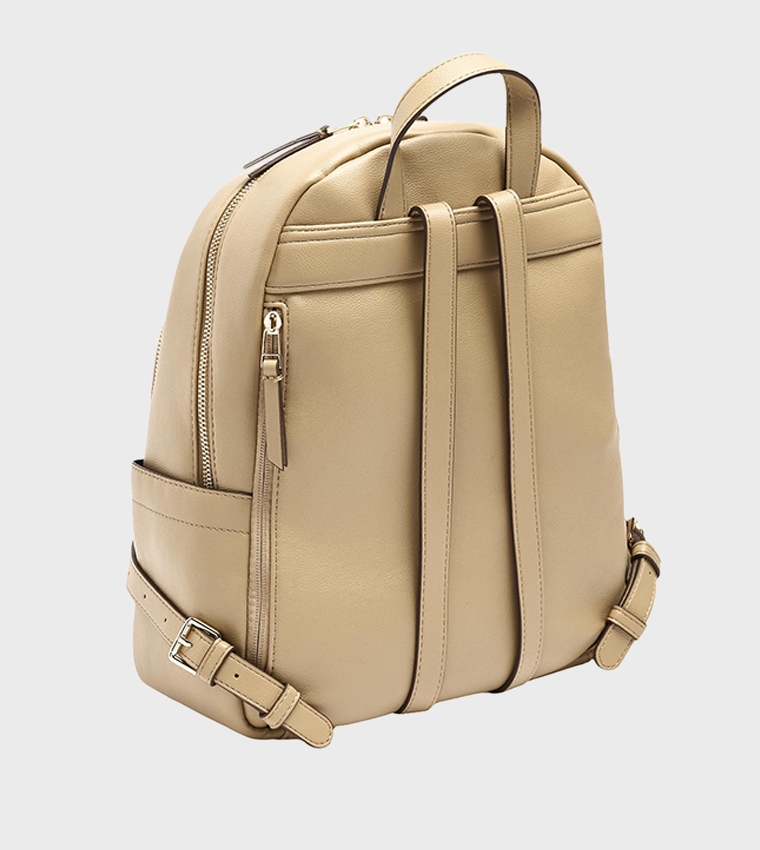Solid Zipper Backpack