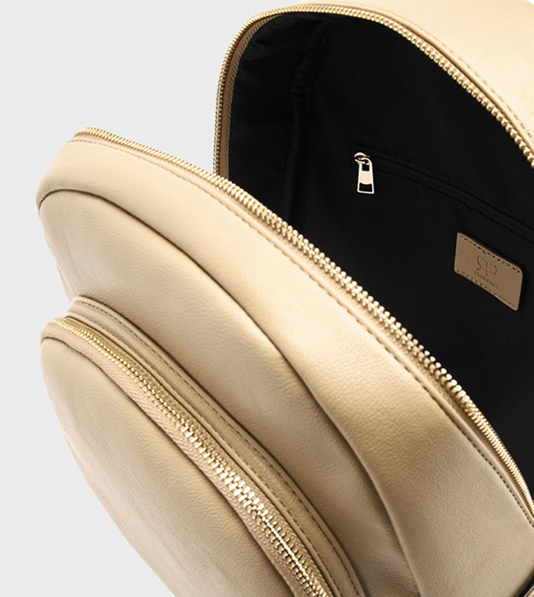 Solid Zipper Backpack