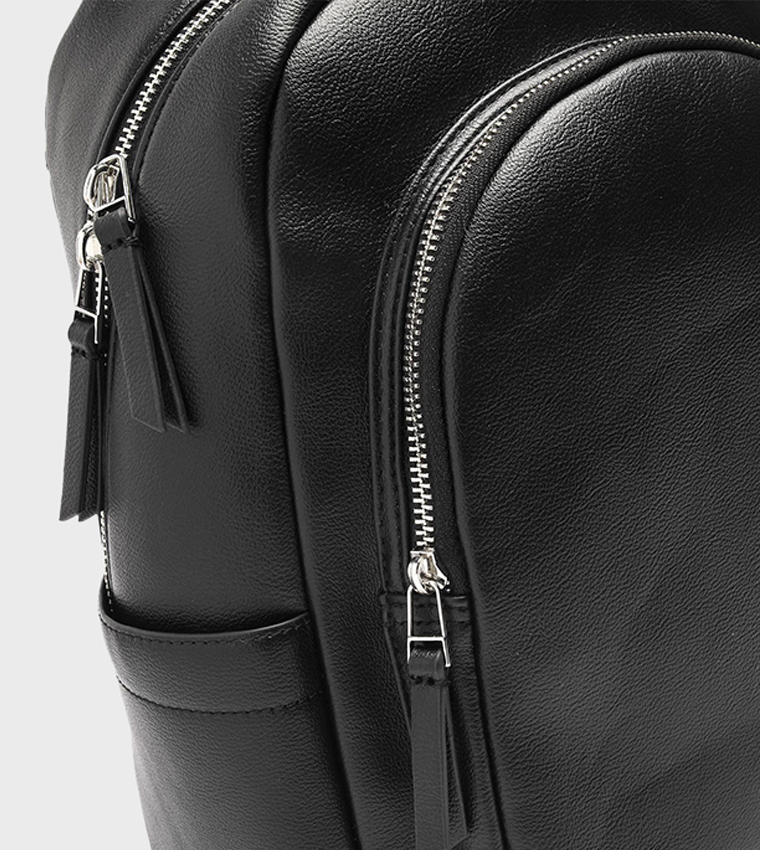 Solid Zipper Backpack