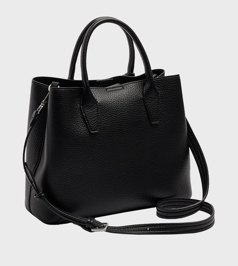 Textured Lock Charm Tote Bag