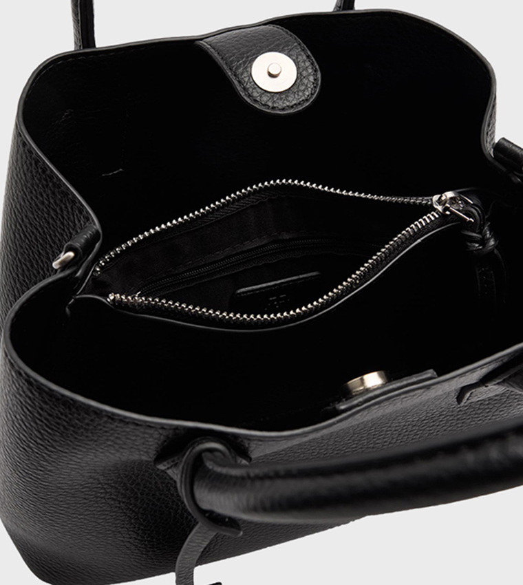 Textured Lock Charm Tote Bag