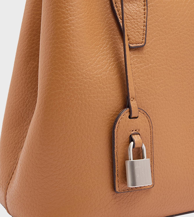 Textured Lock Charm Tote Bag