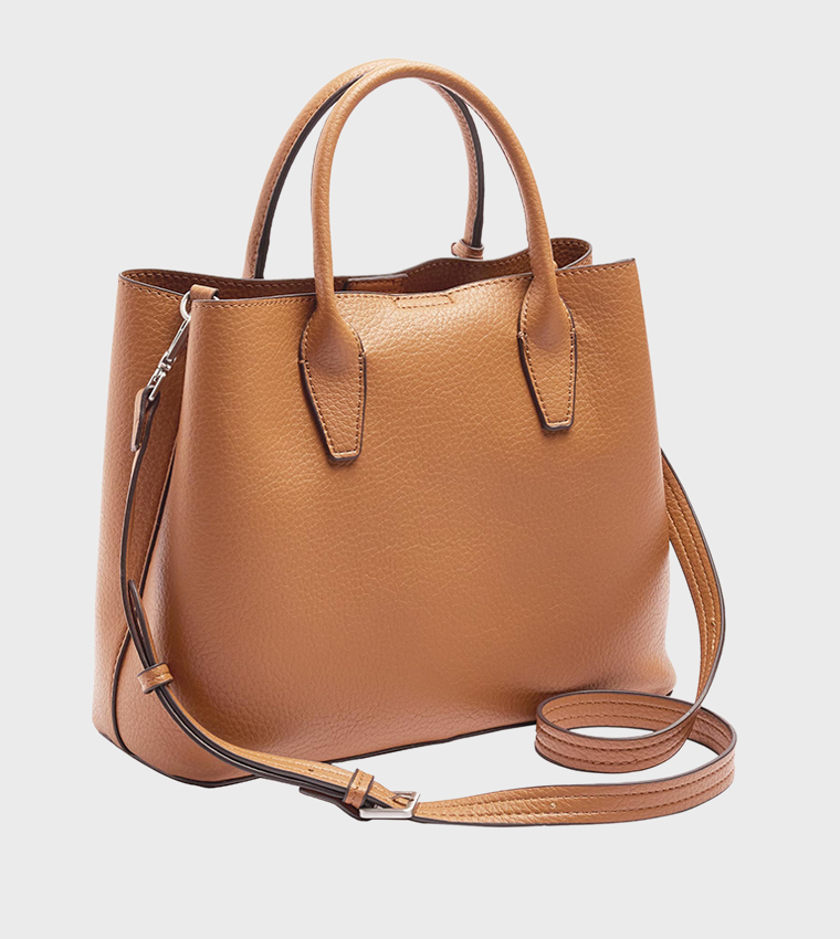Textured Lock Charm Tote Bag