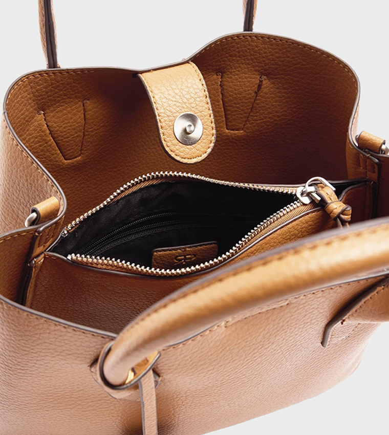 Textured Lock Charm Tote Bag