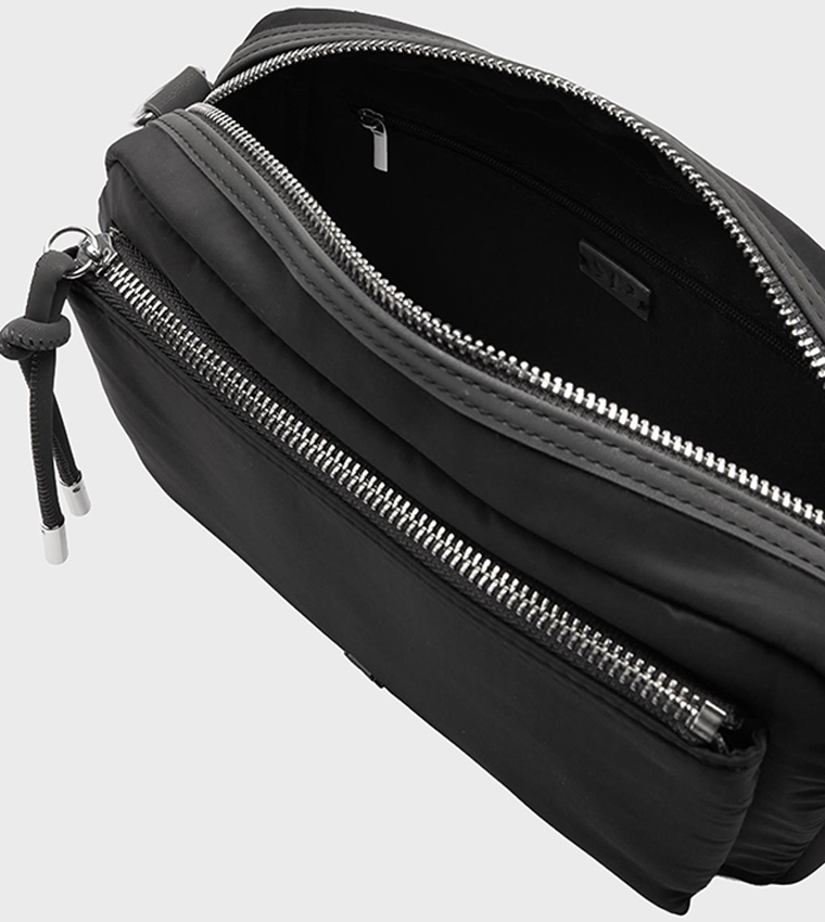 Solid Zipper Crossbody Bag