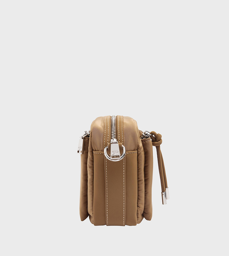 Solid Zip Crossbody Bag
