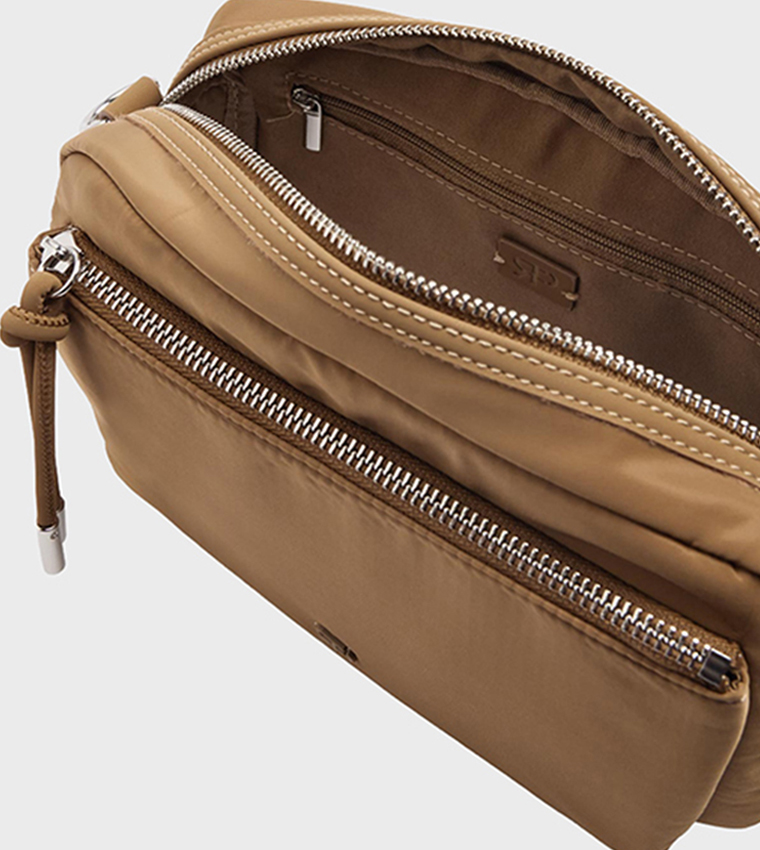 Solid Zip Crossbody Bag