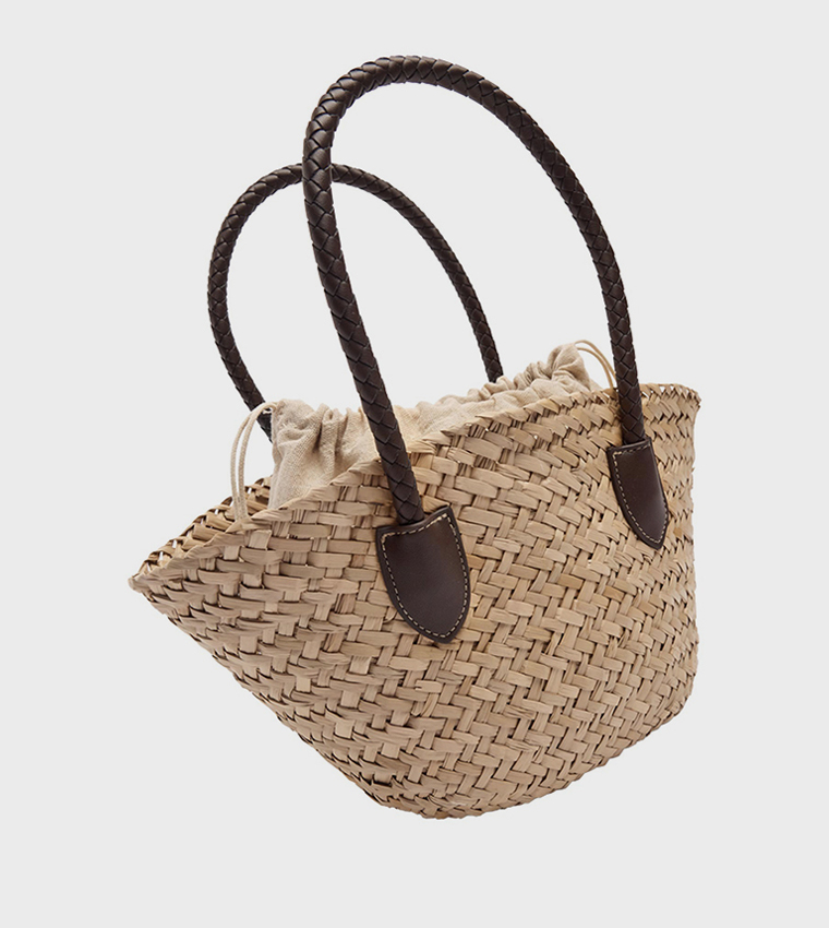 Braided Straw Tote Bag, Medium