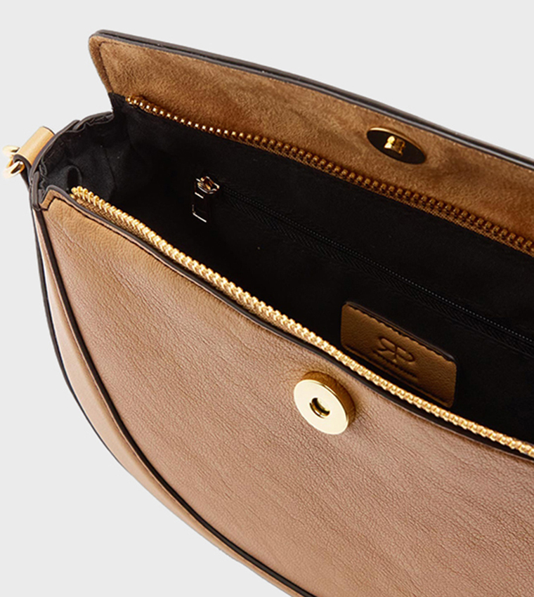 Solid Snap Button Flap Crossbody Bag