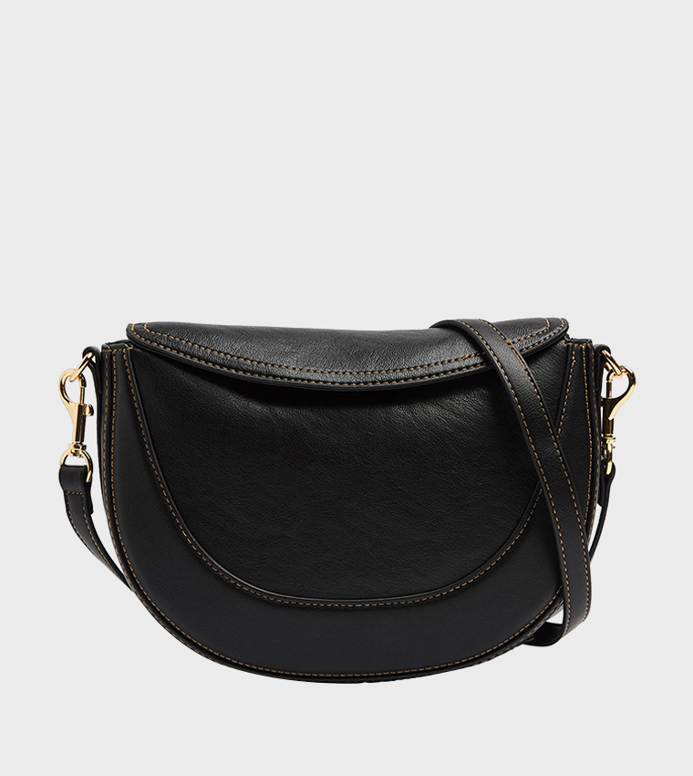 Solid Flap Crossbody Bag