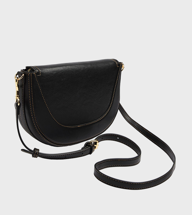 Solid Flap Crossbody Bag