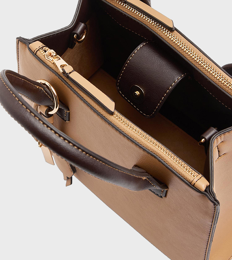 Solid Zip Satchel Bag