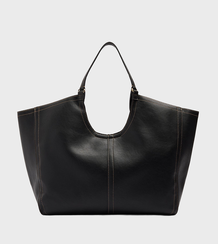 Bridge Solid Contrast Stitch Tote Bag