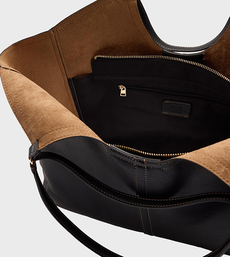Bridge Solid Contrast Stitch Tote Bag