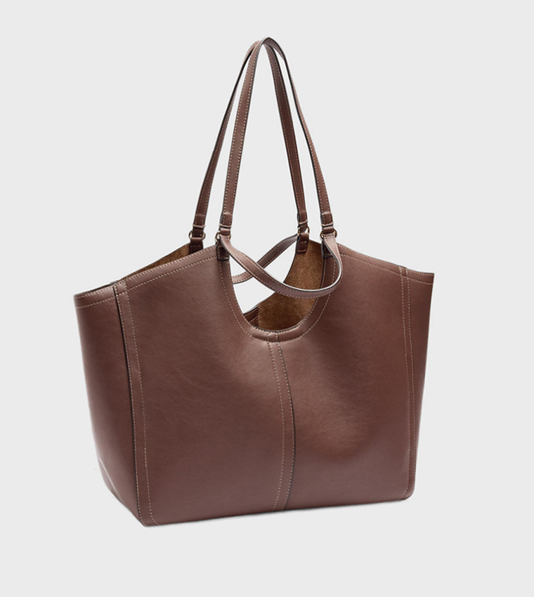 Solid Open Top Tote Bag, Large