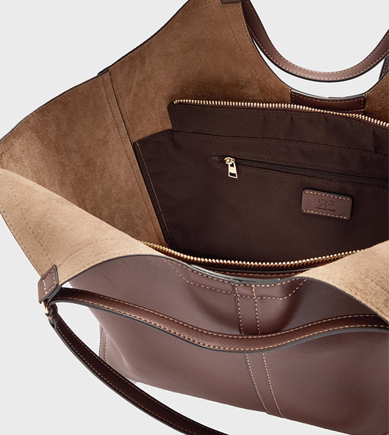 Solid Open Top Tote Bag, Large