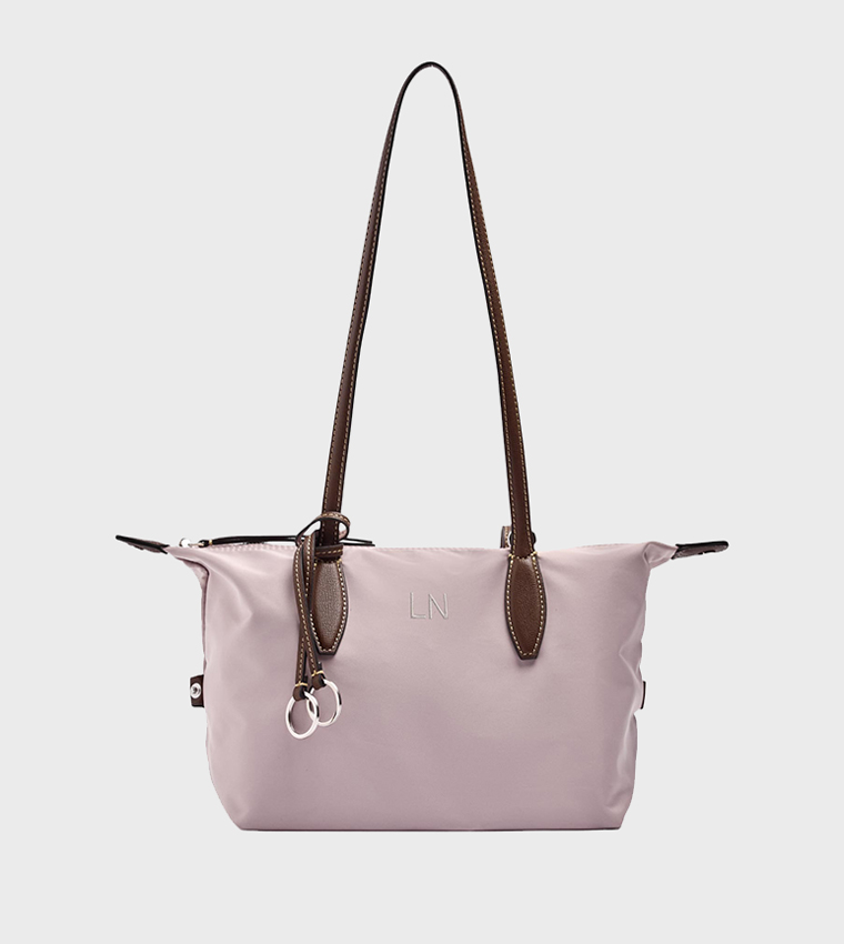 Solid Zipper Tote Bag
