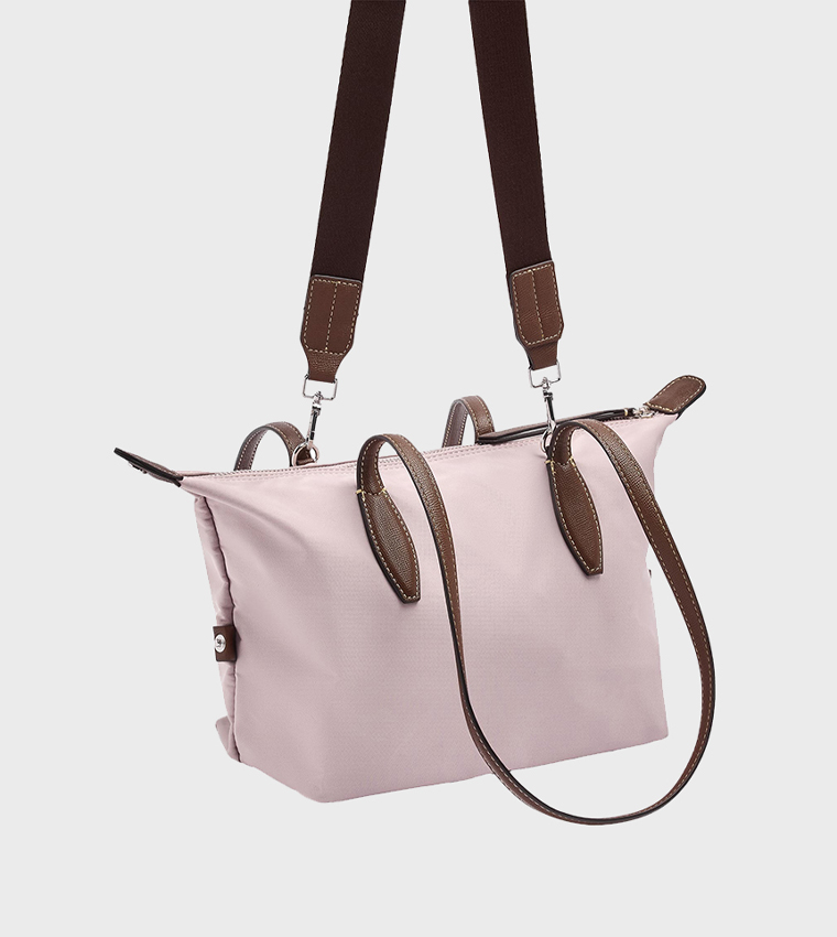 Solid Zipper Tote Bag