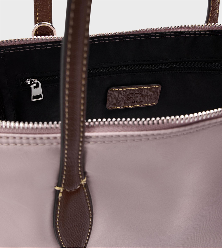 Solid Zipper Tote Bag