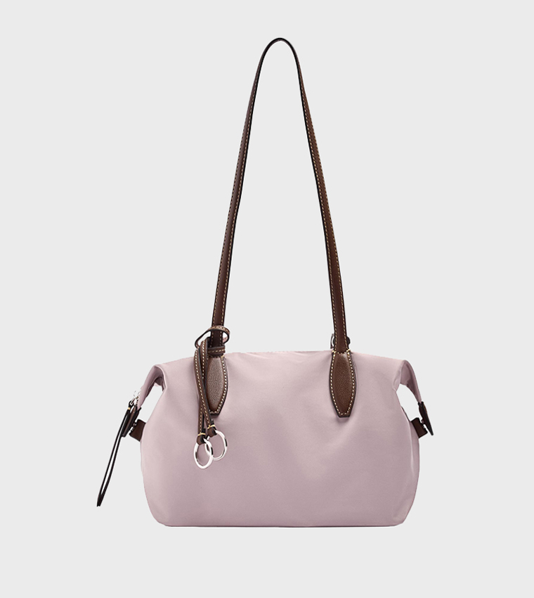 Solid Zipper Tote Bag