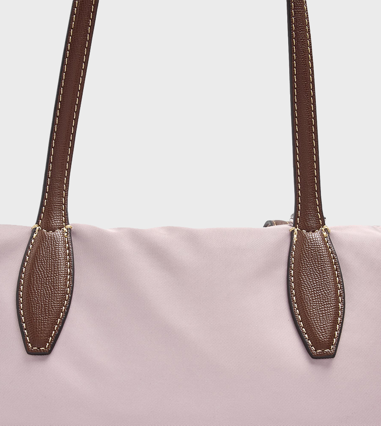 Solid Zipper Tote Bag