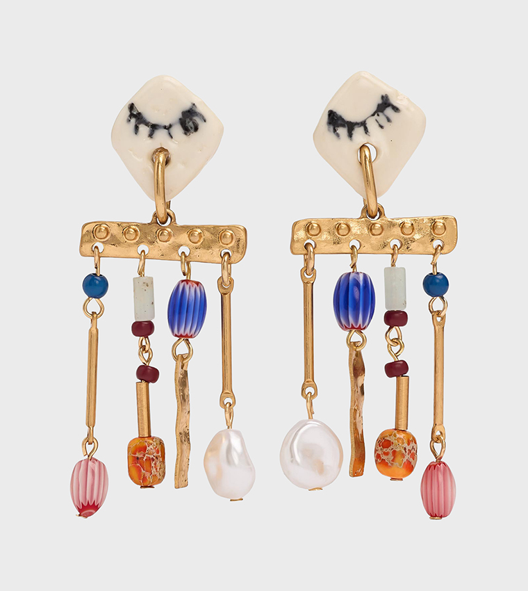 Ceramic Beads Dangler Earrings