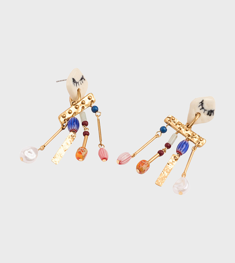 Ceramic Beads Dangler Earrings