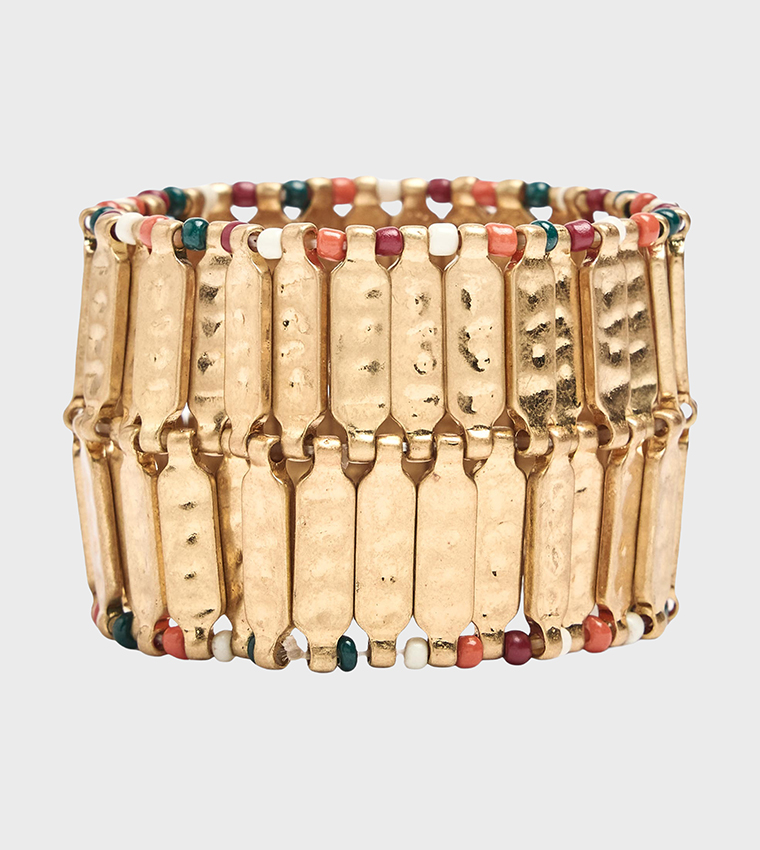 Gold-Tone Beaded Cuff Bracelet