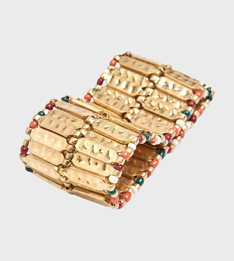 Gold-Tone Beaded Cuff Bracelet