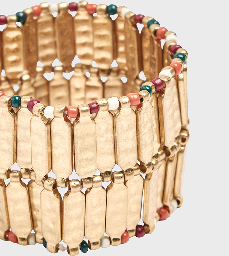 Gold-Tone Beaded Cuff Bracelet