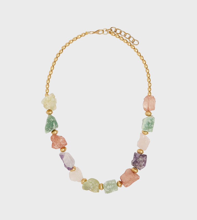 Stone Embellished Chain Necklace
