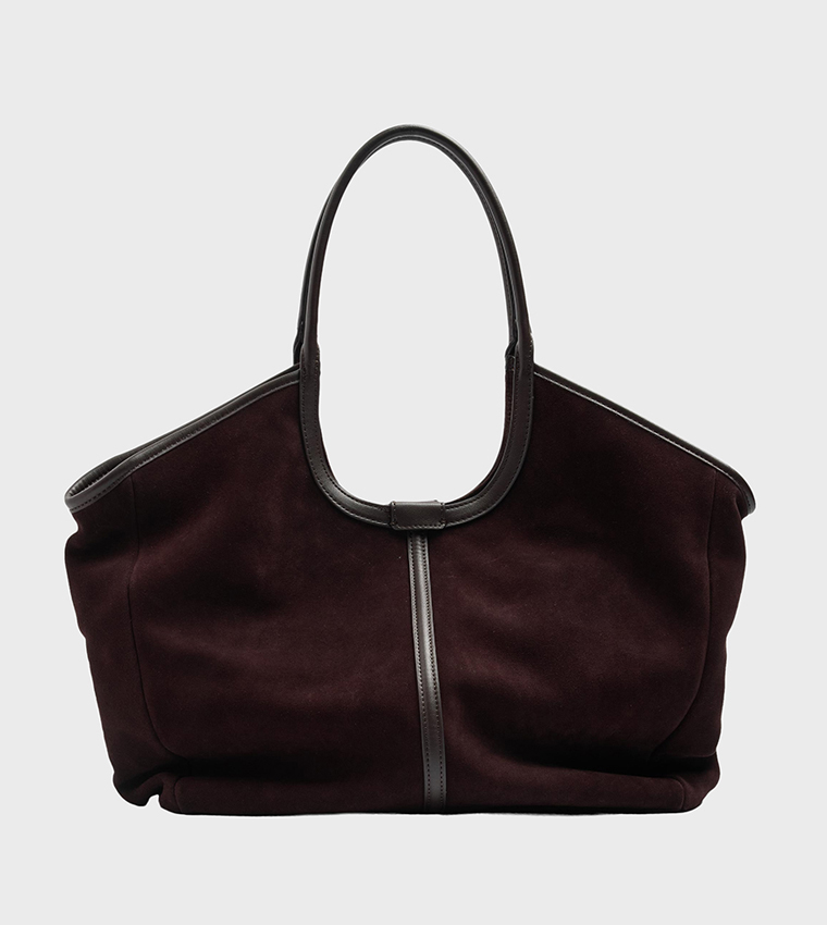 Solid Snap Button Tote Bag