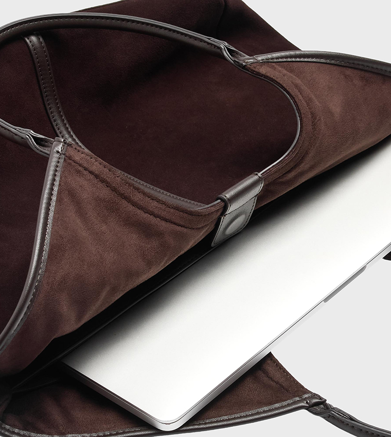 Solid Snap Button Tote Bag