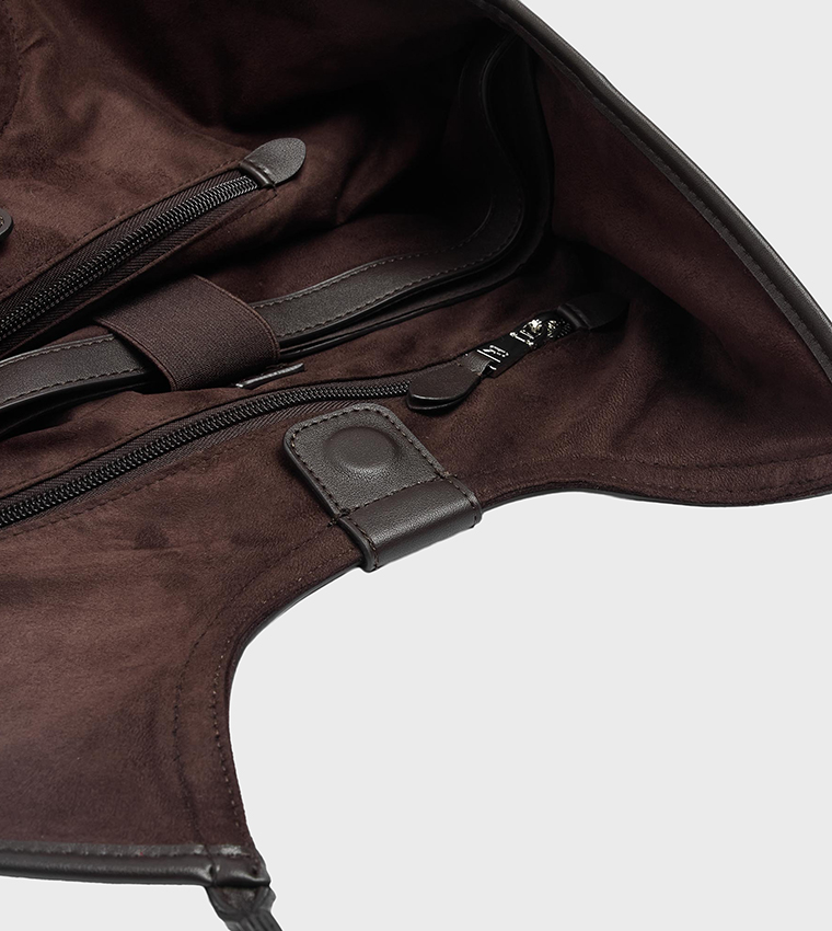 Solid Snap Button Tote Bag