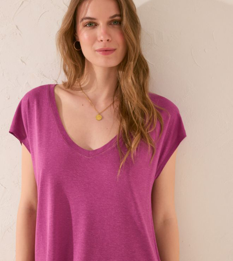 Solid Short Sleeves Viscose Lounge T-Shirt