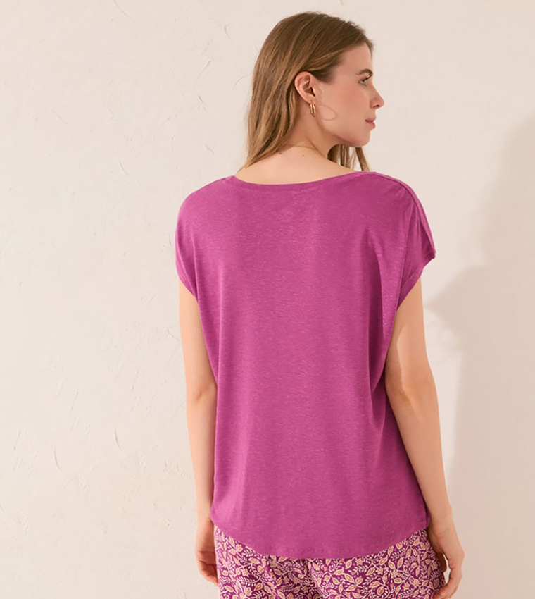 Solid Short Sleeves Viscose Lounge T-Shirt