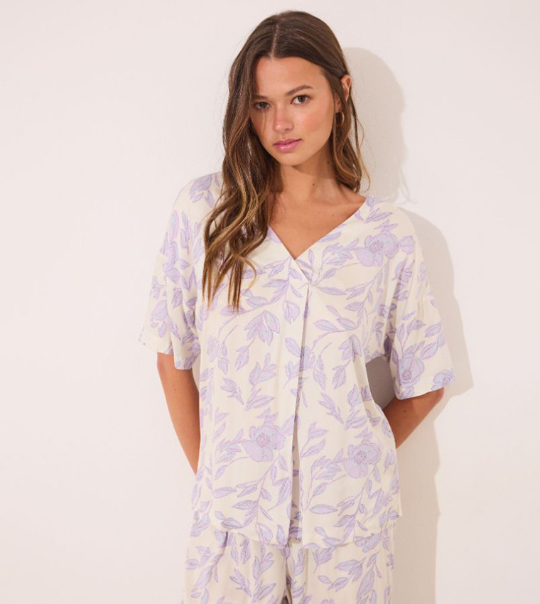 Printed Viscose Long Pyjama Set