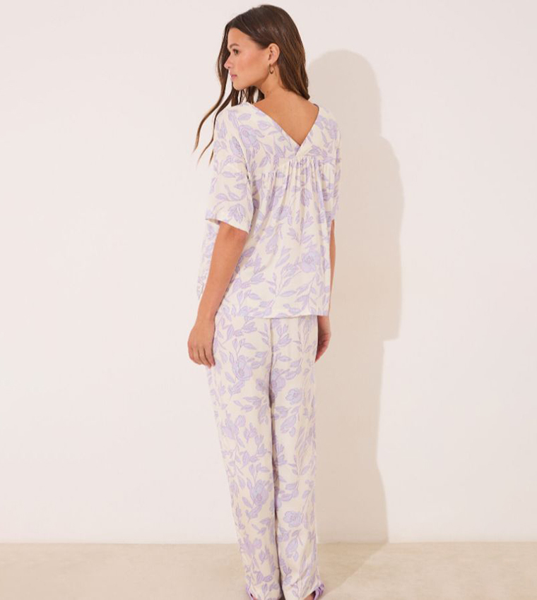 Printed Viscose Long Pyjama Set